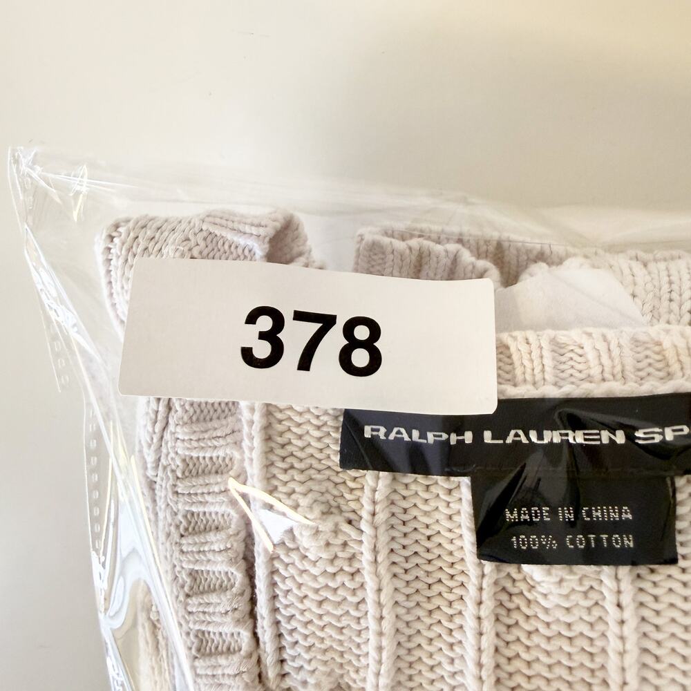 Ralph Lauren Sport Womens Cotton Cable Knit VNeck Sweater White - L - Picture 8 of 8